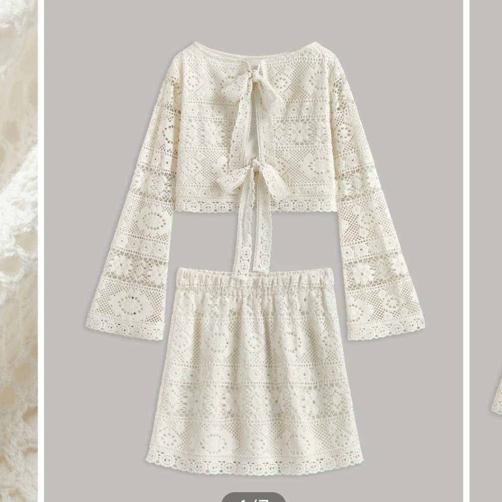 NWT: Crochet Tie-front And Mini Skirt